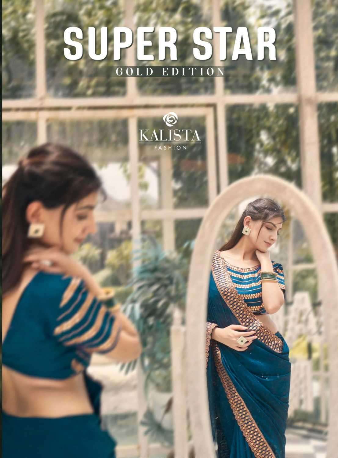 kalista fashion super star gold edition series 16001-16006 shimmer saree