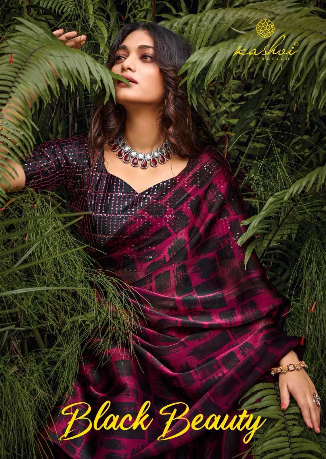kashvi creation black beauty series 1001-1008 fancy saree