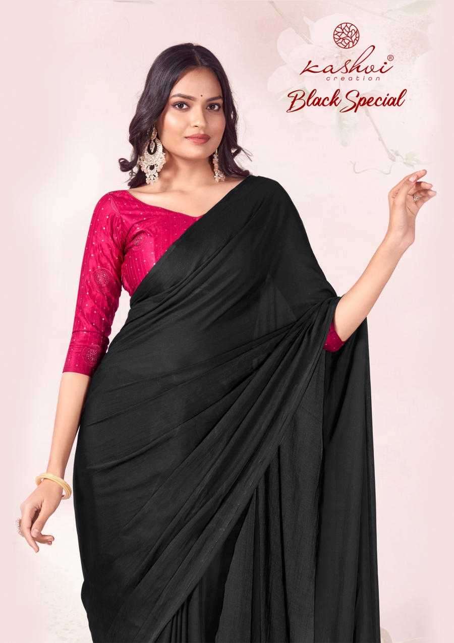 kashvi creation black special series 1001-1008 Dull moss saree