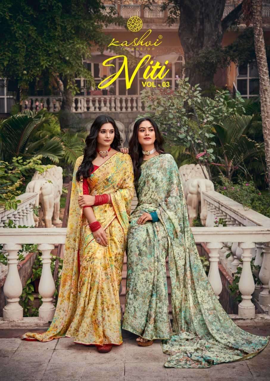 kashvi niti vol 3 series 1001-1008 chiffon brasso saree