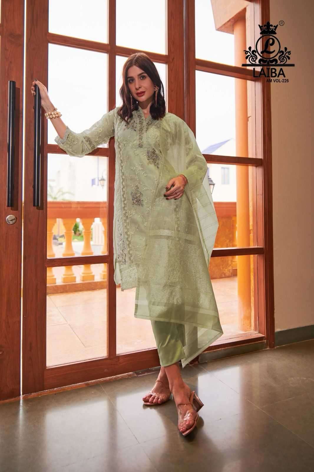 laiba am vol 226 Pure Organza with crepe inner suit 