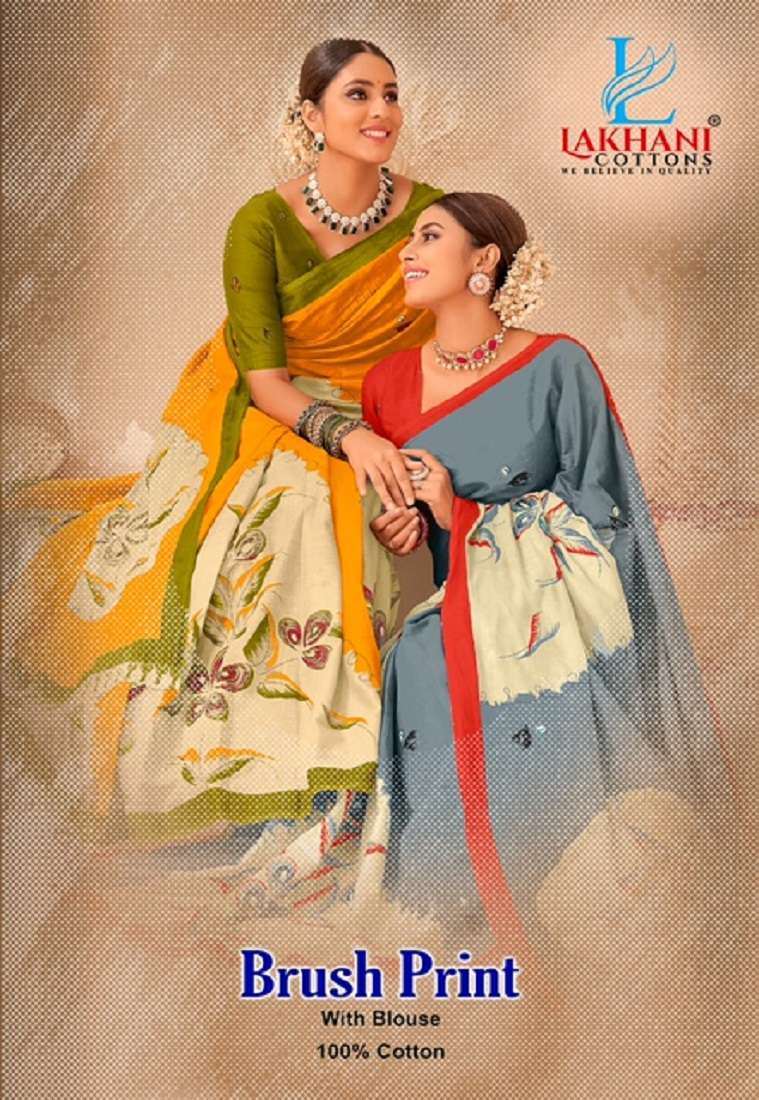 Lakhani Brush Print series 1001-1010 heavy cotton saree