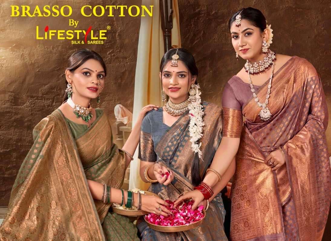 lifestyle brasso cotton series 22801-22804 brasso cotton saree