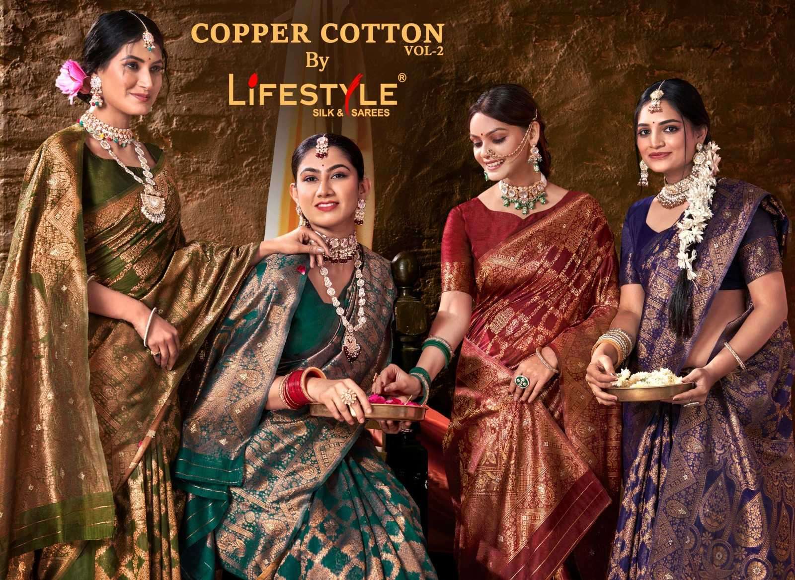 lifestyle copper cotton vol 2 series 23431-23434 fancy saree