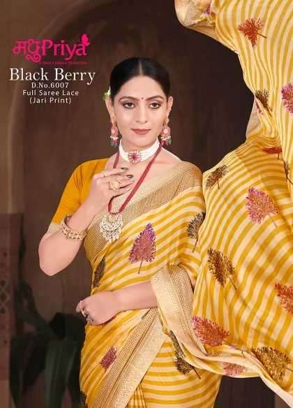 madhupriya black berry 6007 fancy moss chiffon regular wear sarees