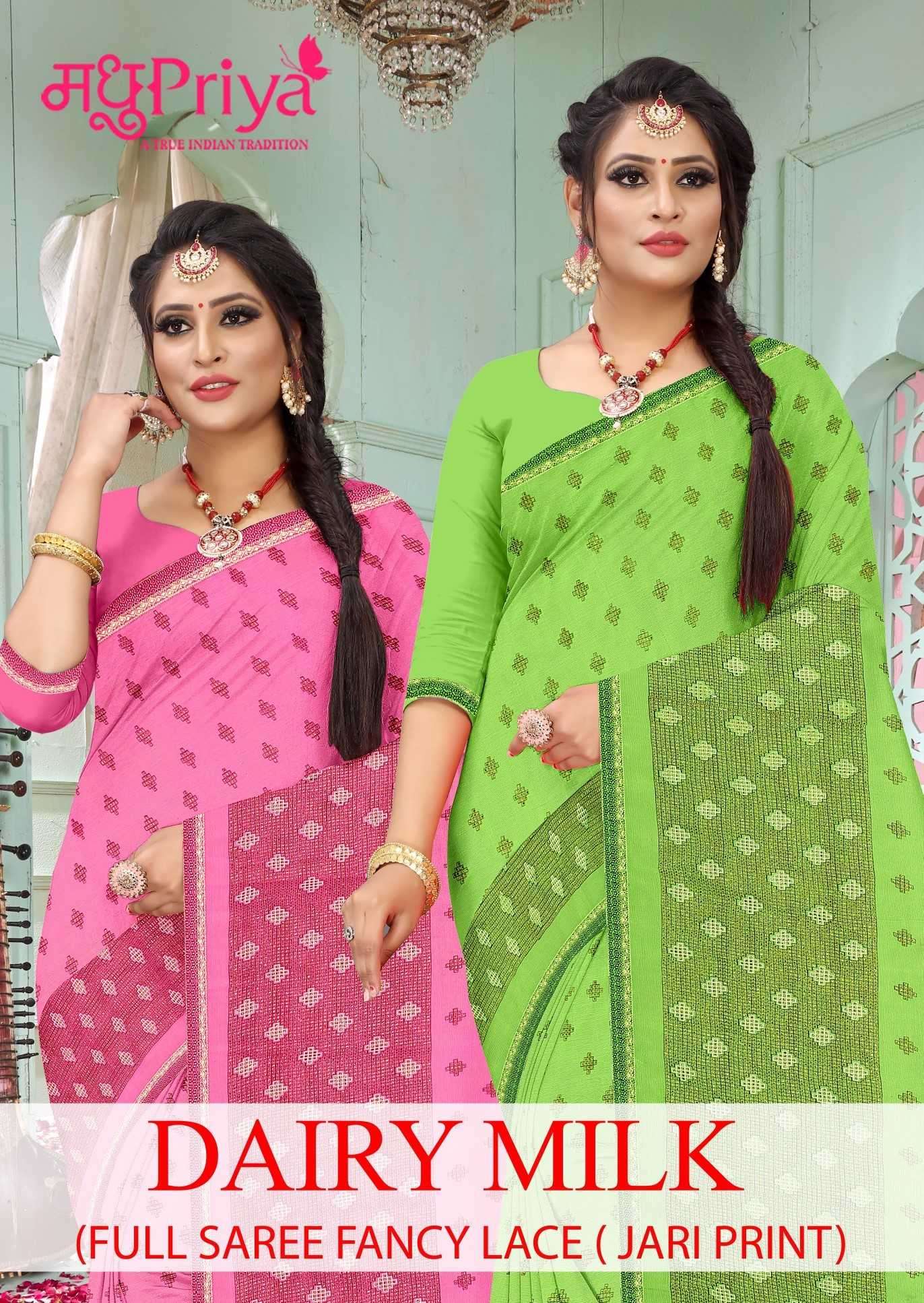 madhupriya dairy milk series 1001-1008 chiffon saree