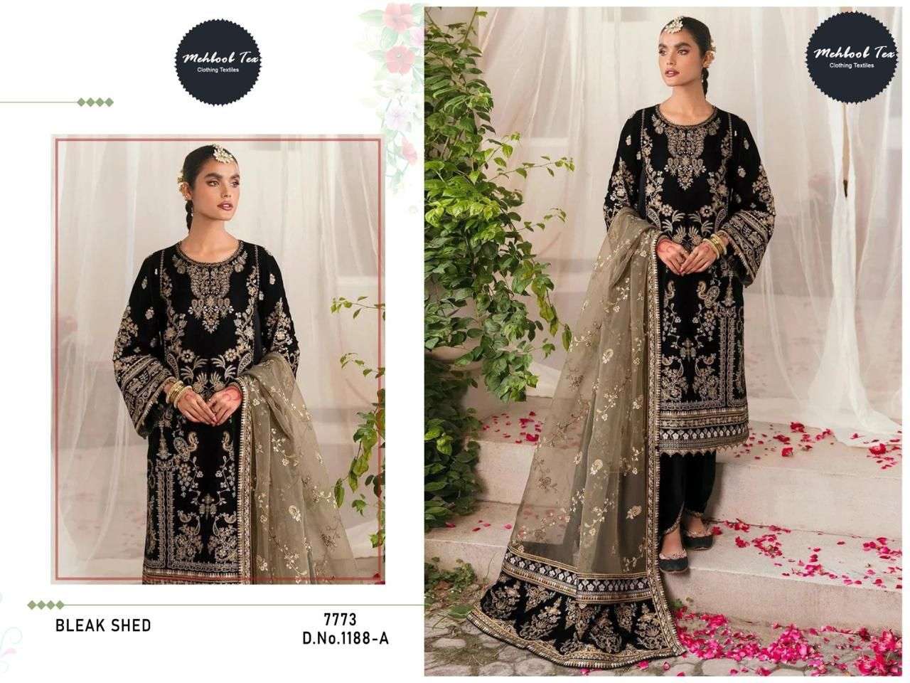 mariab embroidered velvet collection 1188 designer pure 9000 velvet suit 