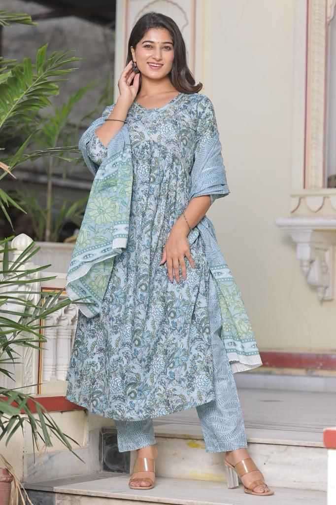 pr cotton block print alia cut part 2 Pure Cotton 60*60 suit