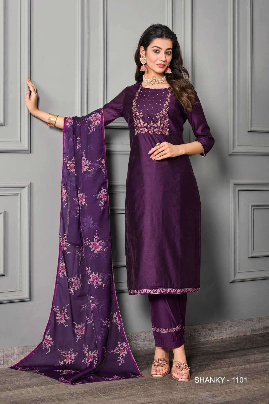 pr shanky series 1101-1106 silk cotton suit 