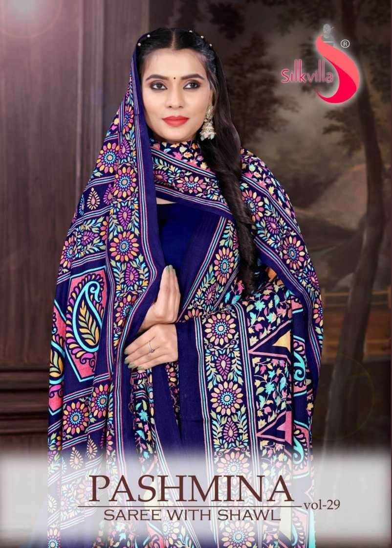 pr silk villa pashmina vol 29 series 32001-32009 pashmina saree