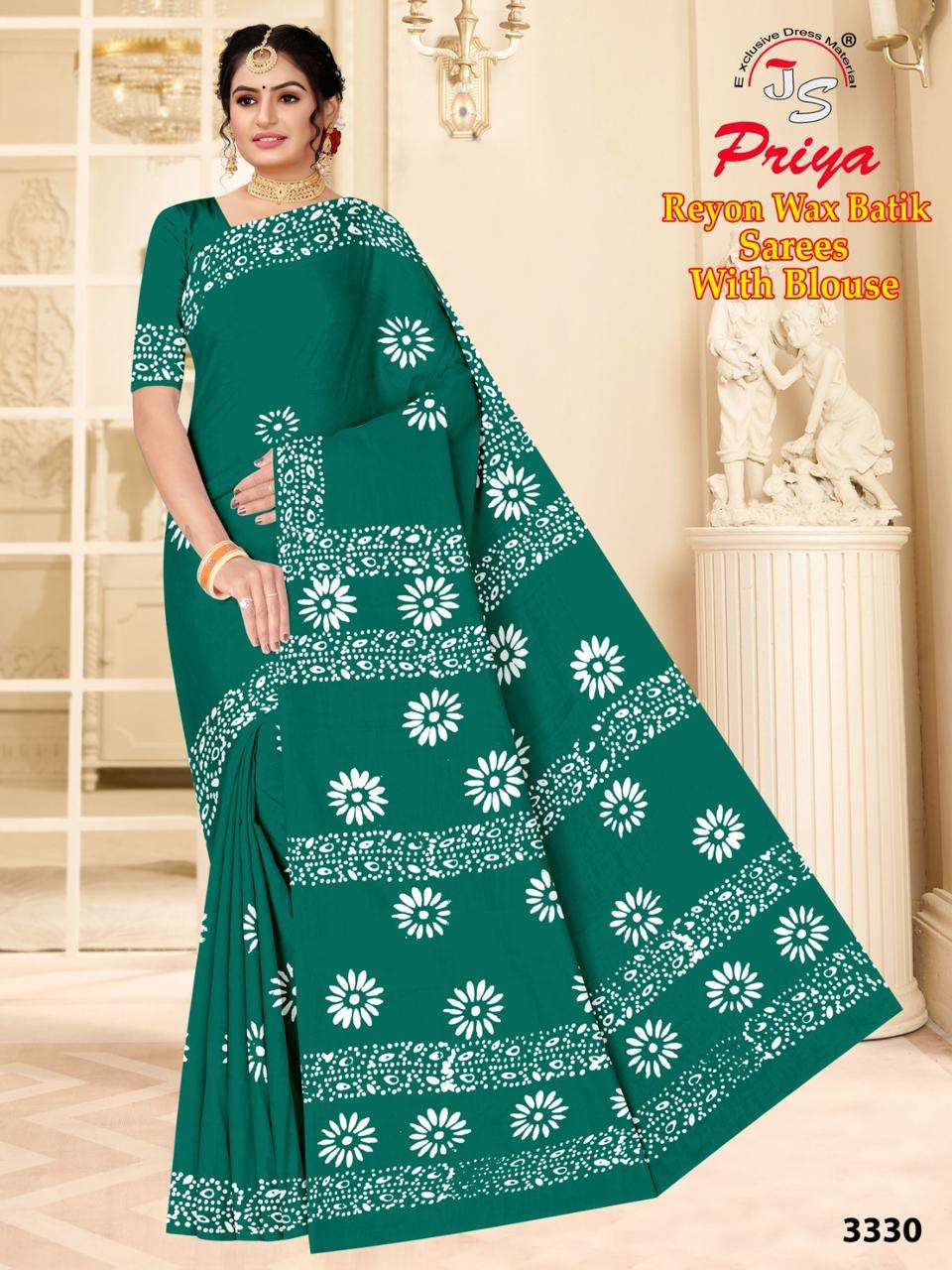 Priya Reyon Wax Batik series 3329-3333 Pure Rayon saree