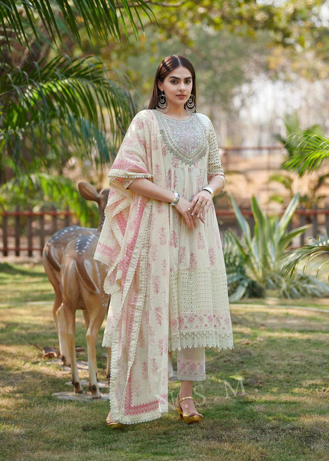 raja rani designer pure cotton print anarkali suit 