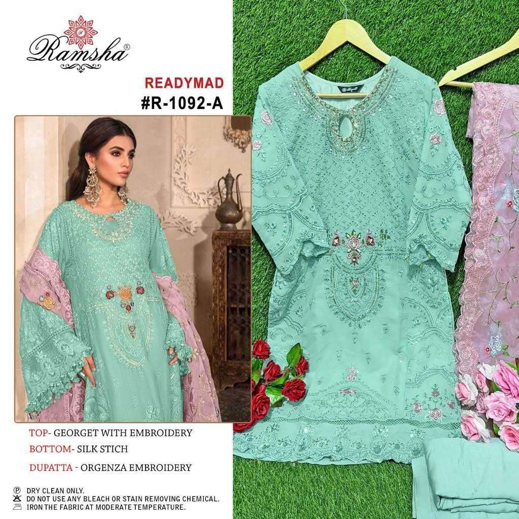 ramsha 1092 designer organza embroidery pakistani suit