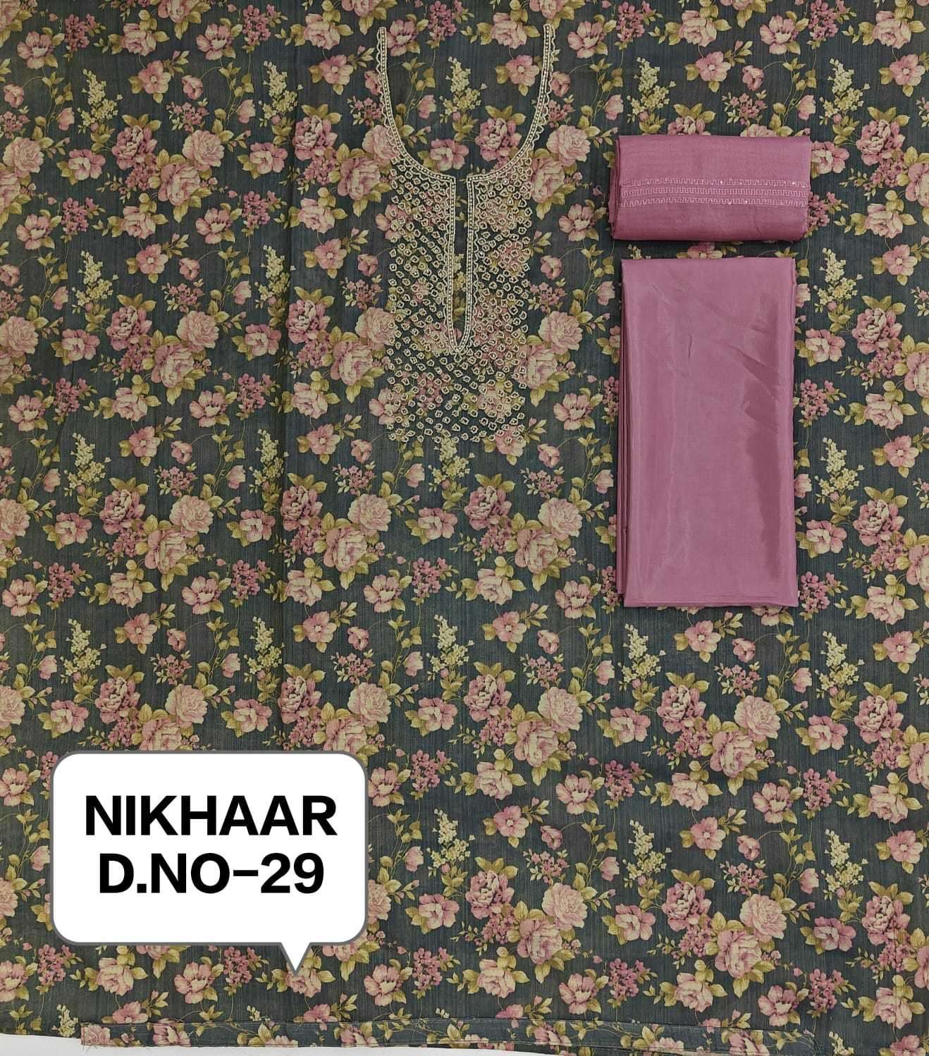 rani fashion nikhaar Tissue digital print with hand work fancy neck work suit