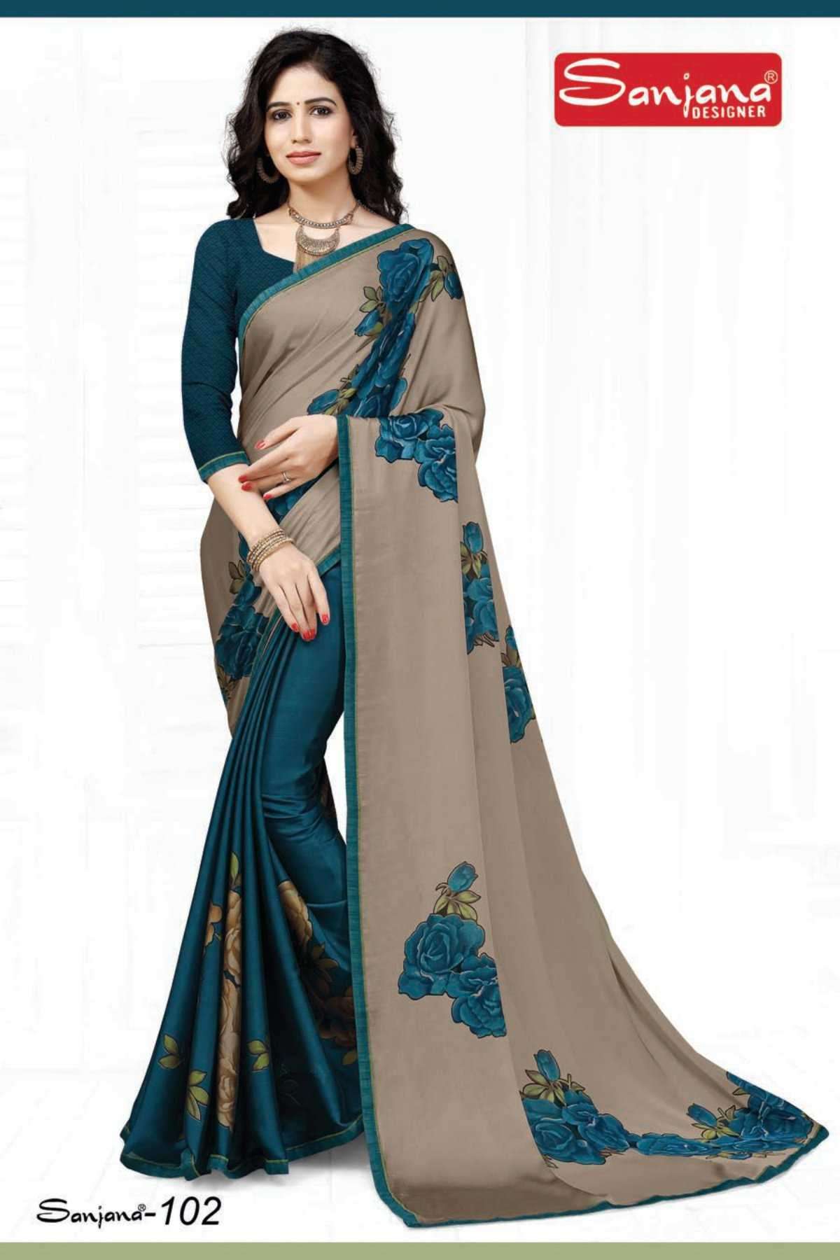 sanjana designer leesa series 101-106 moss saree