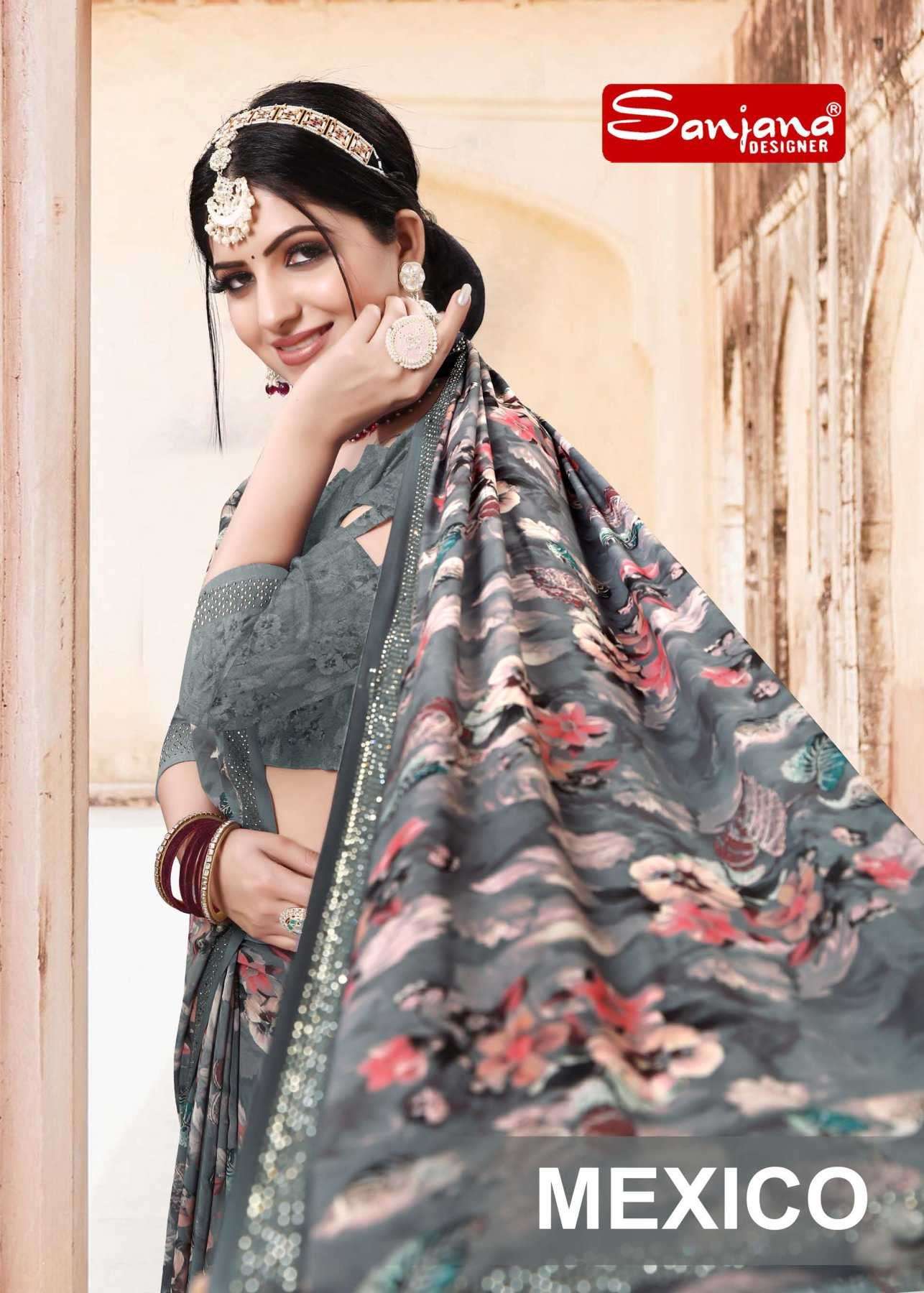 sanjana designer mexico series 101-106 weightless saree