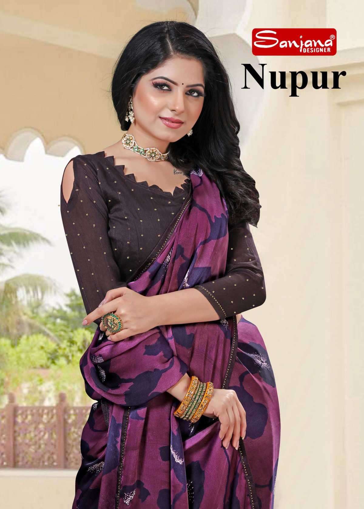 sanjana designer nupur series 101-106 satin georgette saree