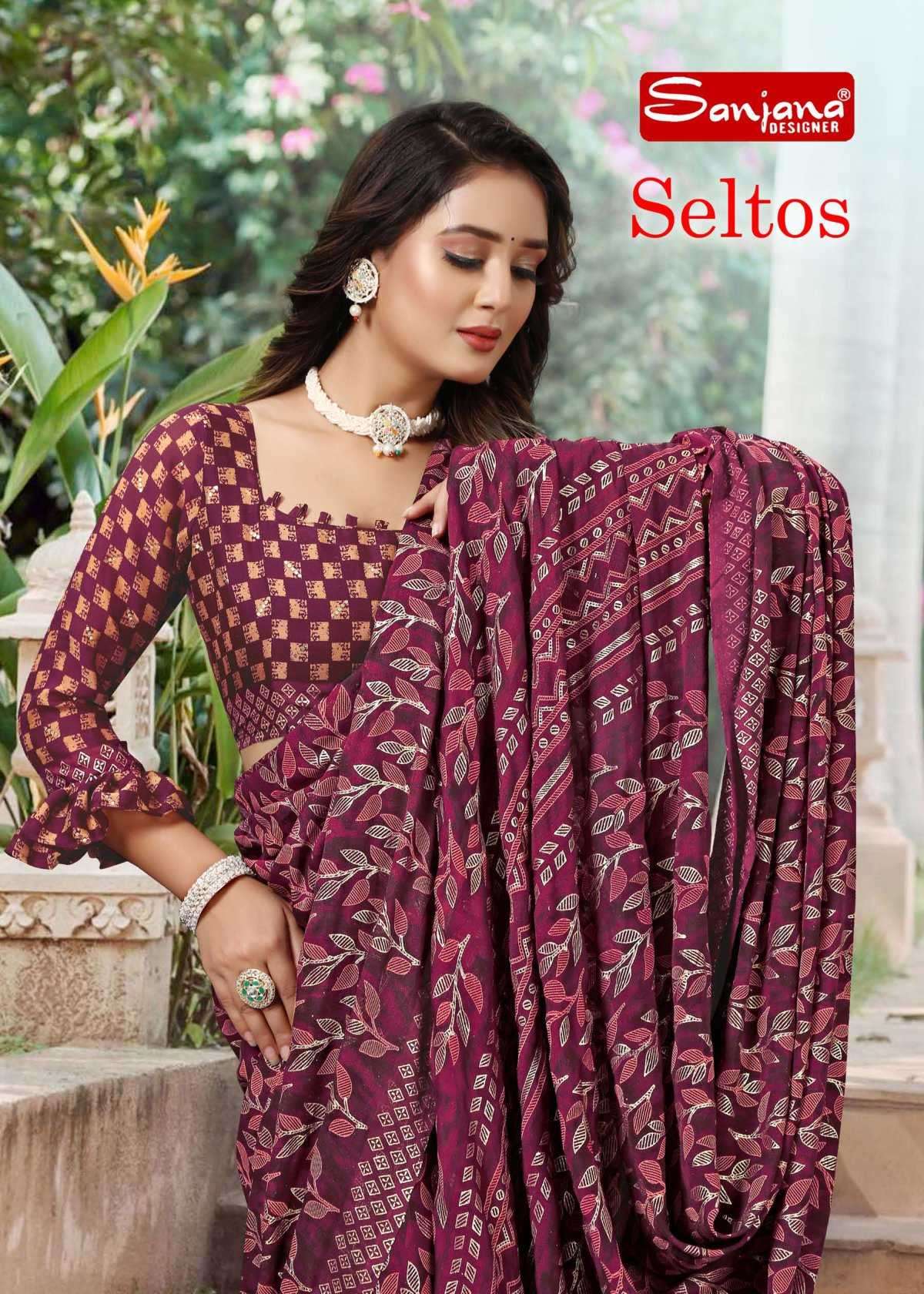 sanjana designer seltos series 101-106 moss saree