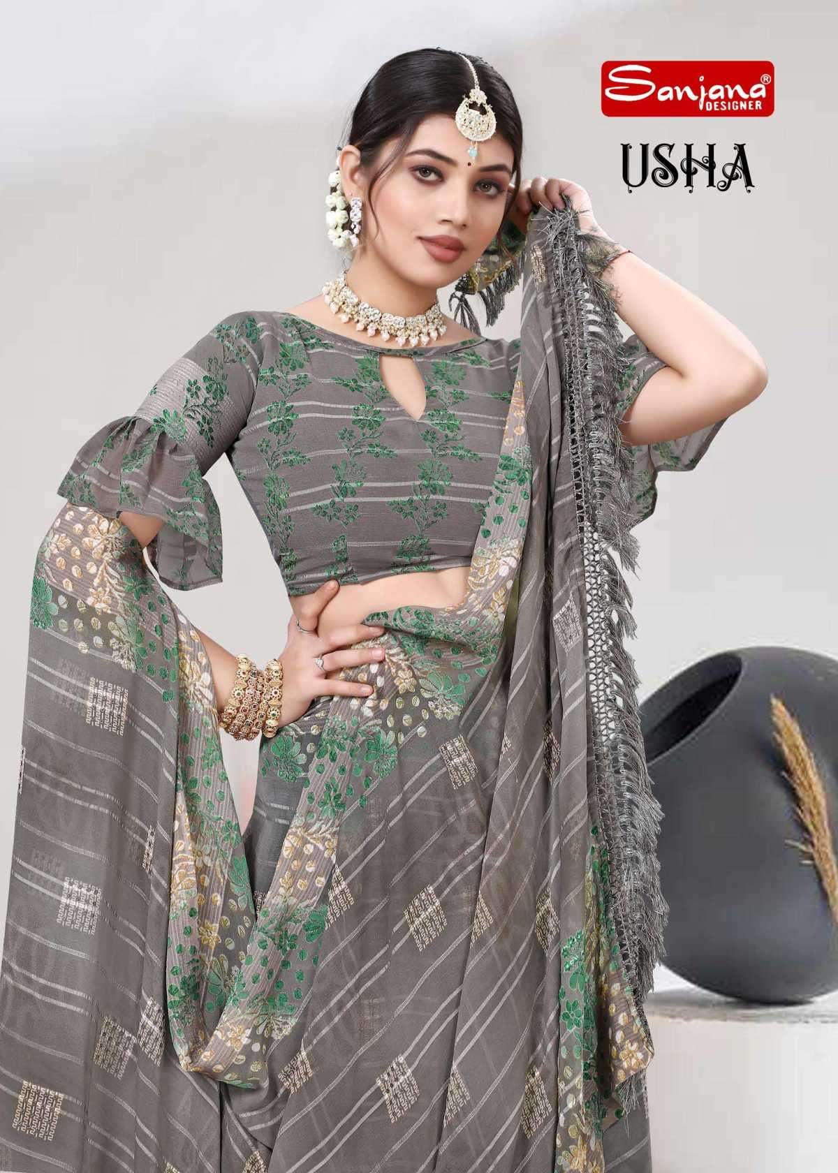 sanjana designer usha series 101-106 weightless saree