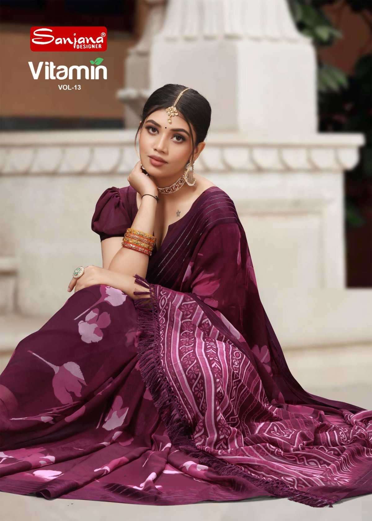 sanjana designer vitamin vol 13 series 173-178 weightless saree