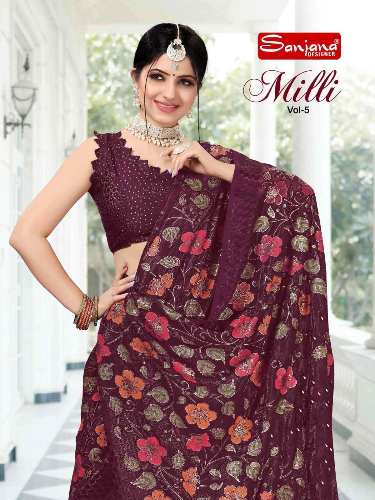 sanjana milli vol 5 series 124-129 simmer brasso saree