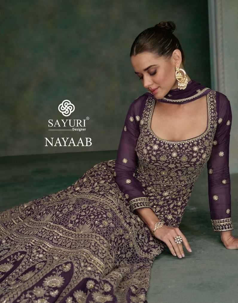 sayuri designer nayaab series 5348-5350 real georgette gown with dupatta 