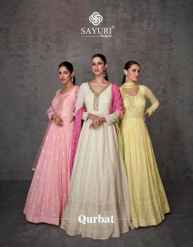 sayuri qurbat series 5370-5372 real georgette gown with dupatta 