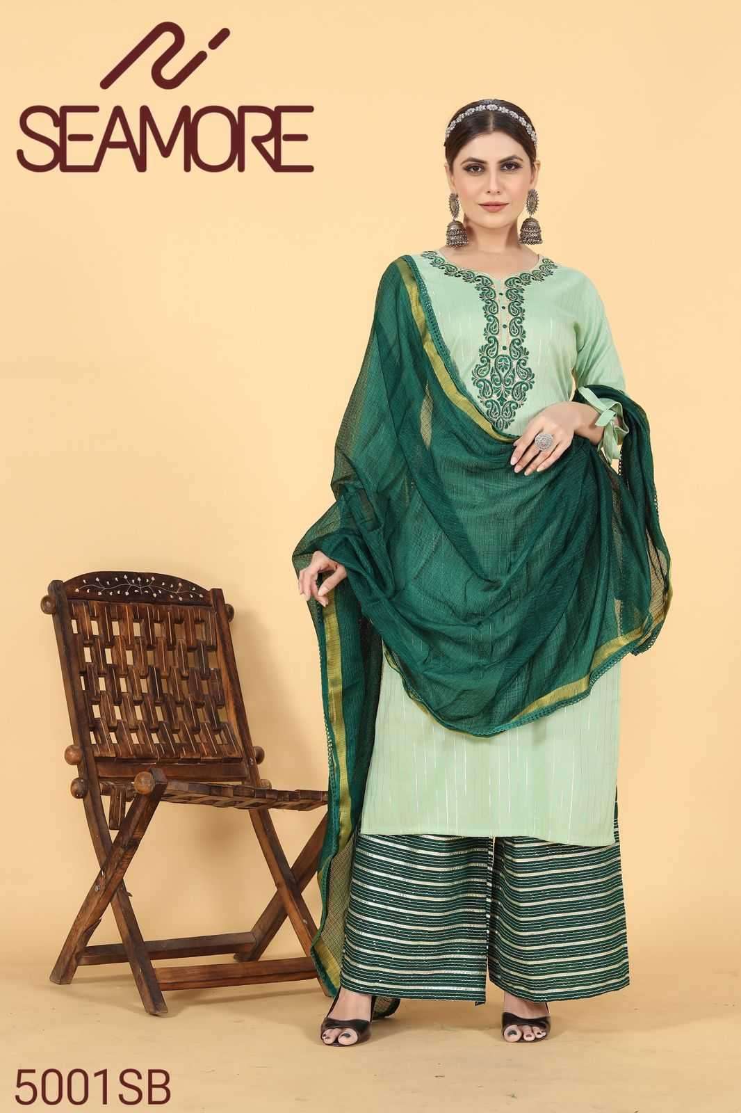 seamore padmavati series 5001-5003 Rayon Lurex suit