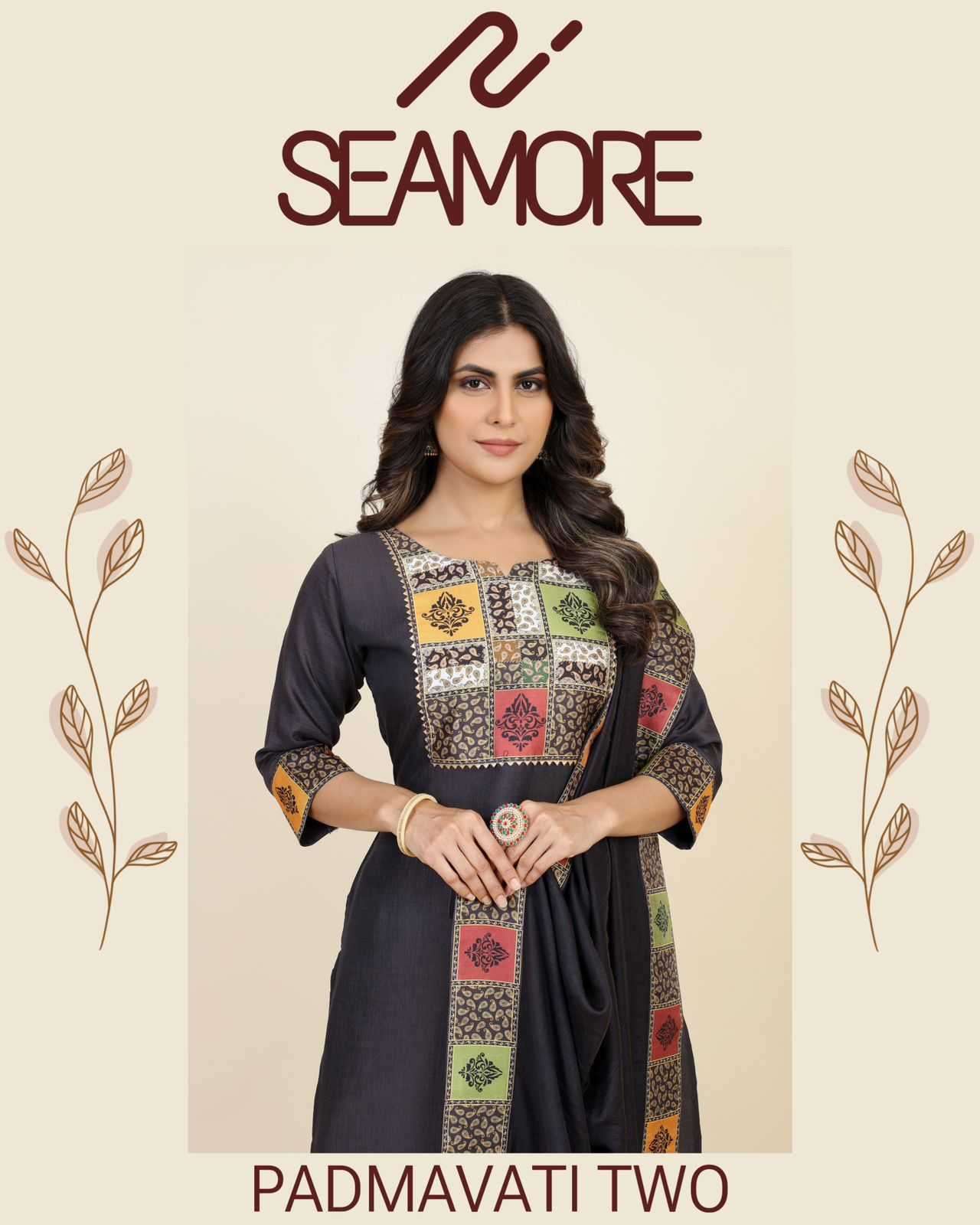 seamore padmavati vol 2 series 5004-5008 chinon silk suit 