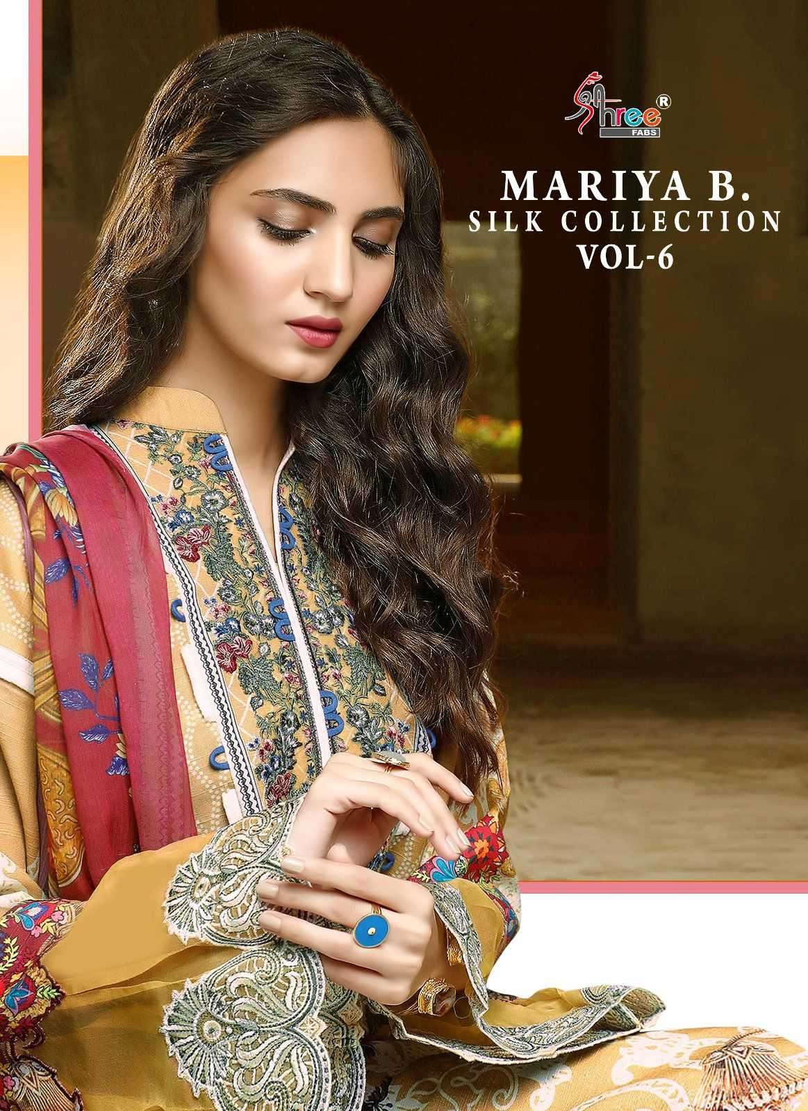 shree fab mariya b silk collection vol 6 series 3333-3339 pure japan satin suit