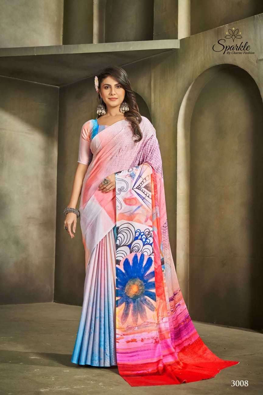 sparkle raina series 3001-3009 Japan Crape saree