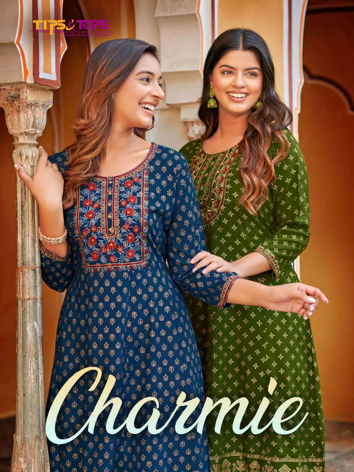 tips & tops charmie series 101-106 Heavy Reyon Slub Foil Print 16kg kurti