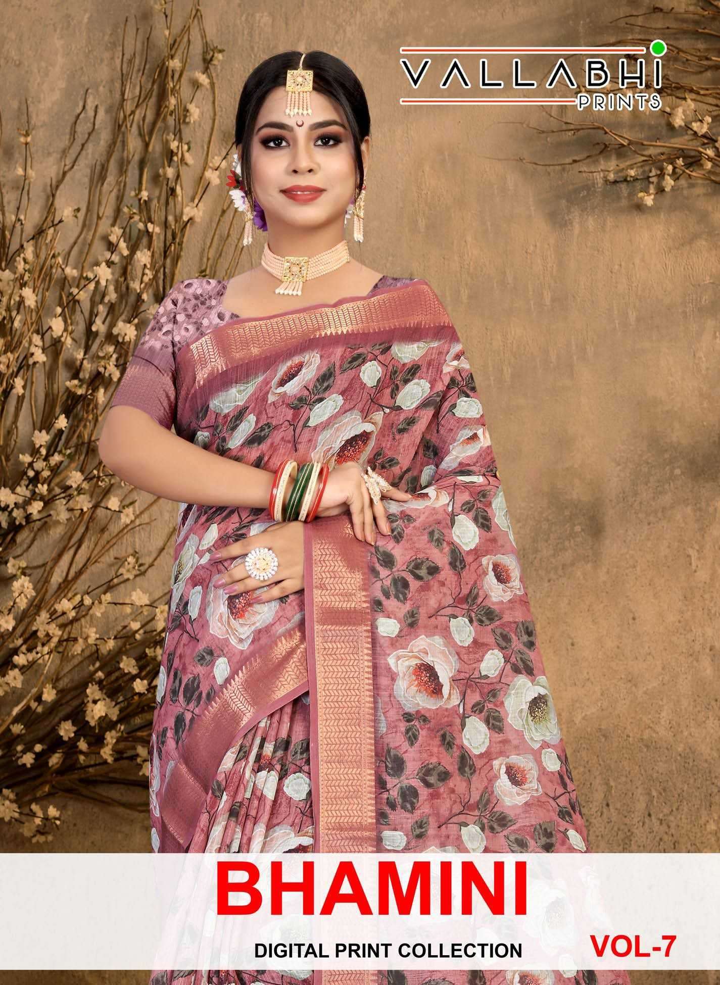 vallabhi prints bhamini vol 7 series 231006 linen saree