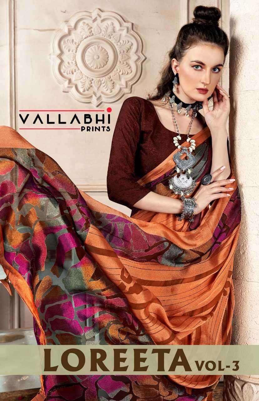 vallabhi prints loreeta vol 3 series 25411-25416 georgette art silk wholesale saree in surat