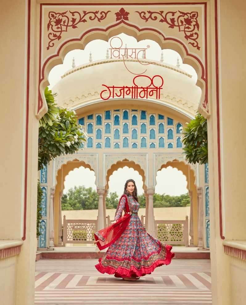 virasat gajgamini series 12002-12008 Pure Dolla Jeqard gown with dupatta