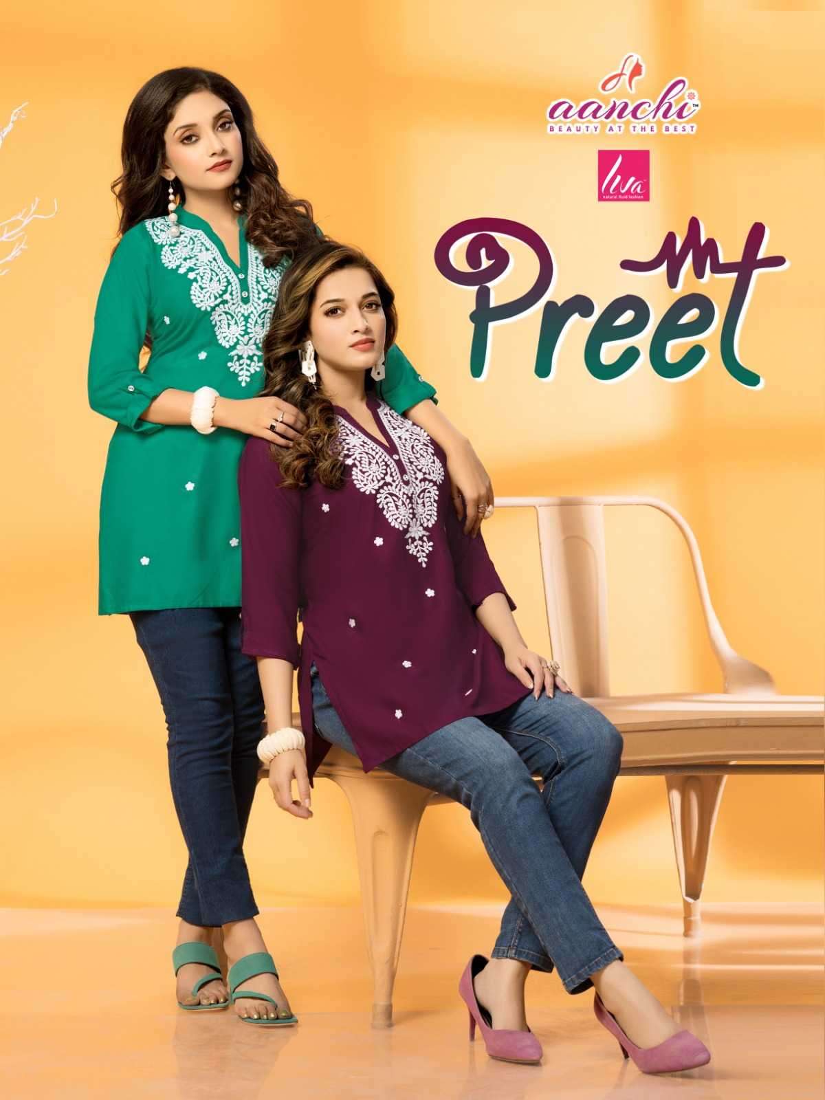 aanchi preet series 101-106 Liva Reyon kurti