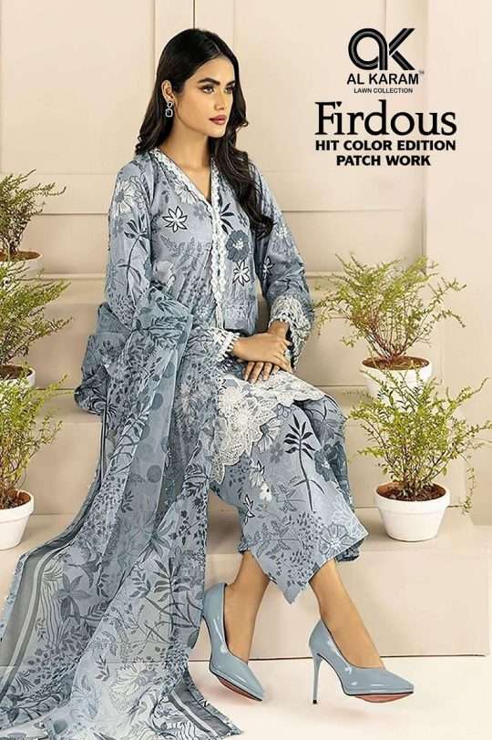 Al Karam Firdous With Patch Work series 1001-1004 Heavy Soft Cotton suit