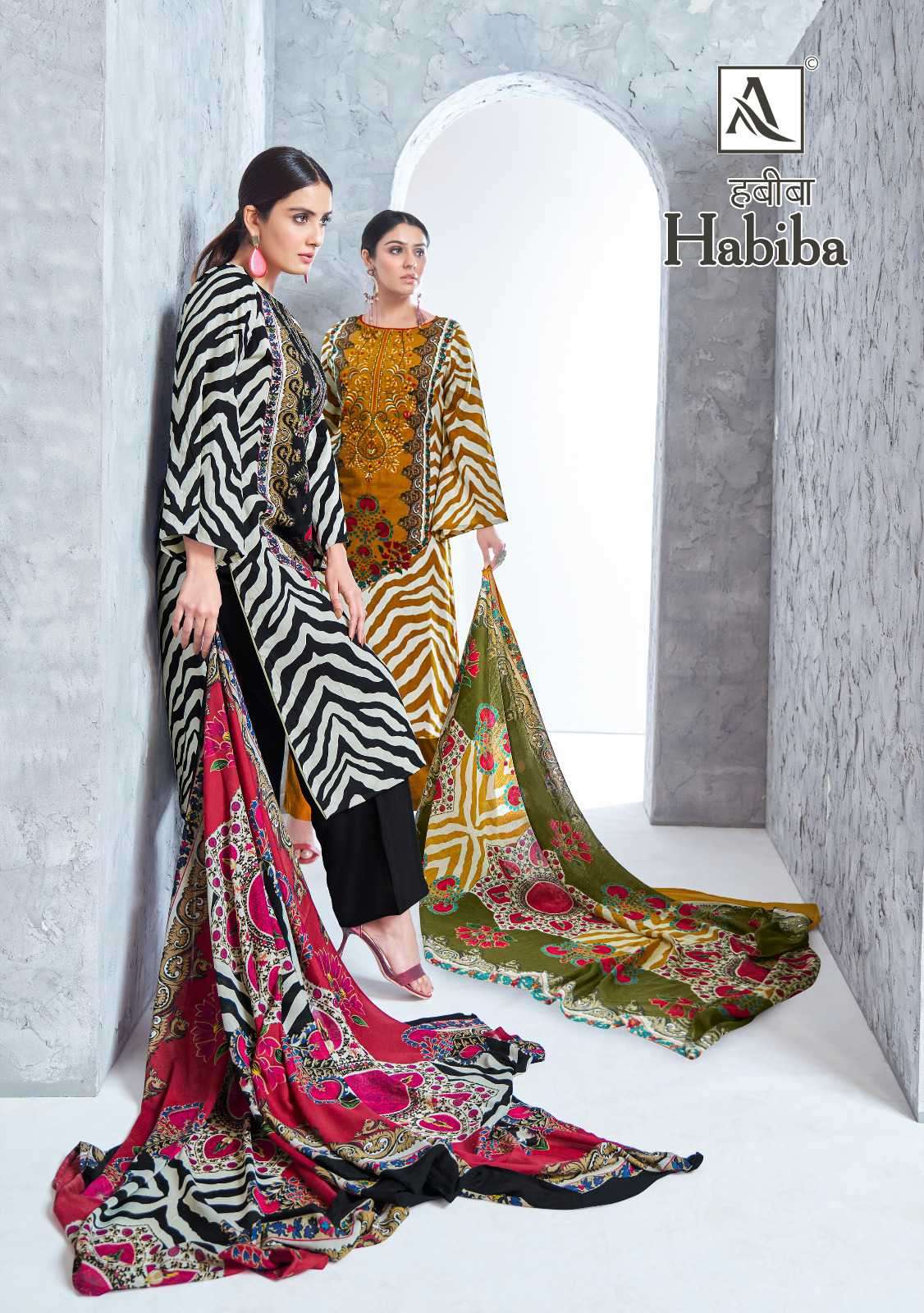 alok suit habiba series 144001-144008 pure cotton jam suit 