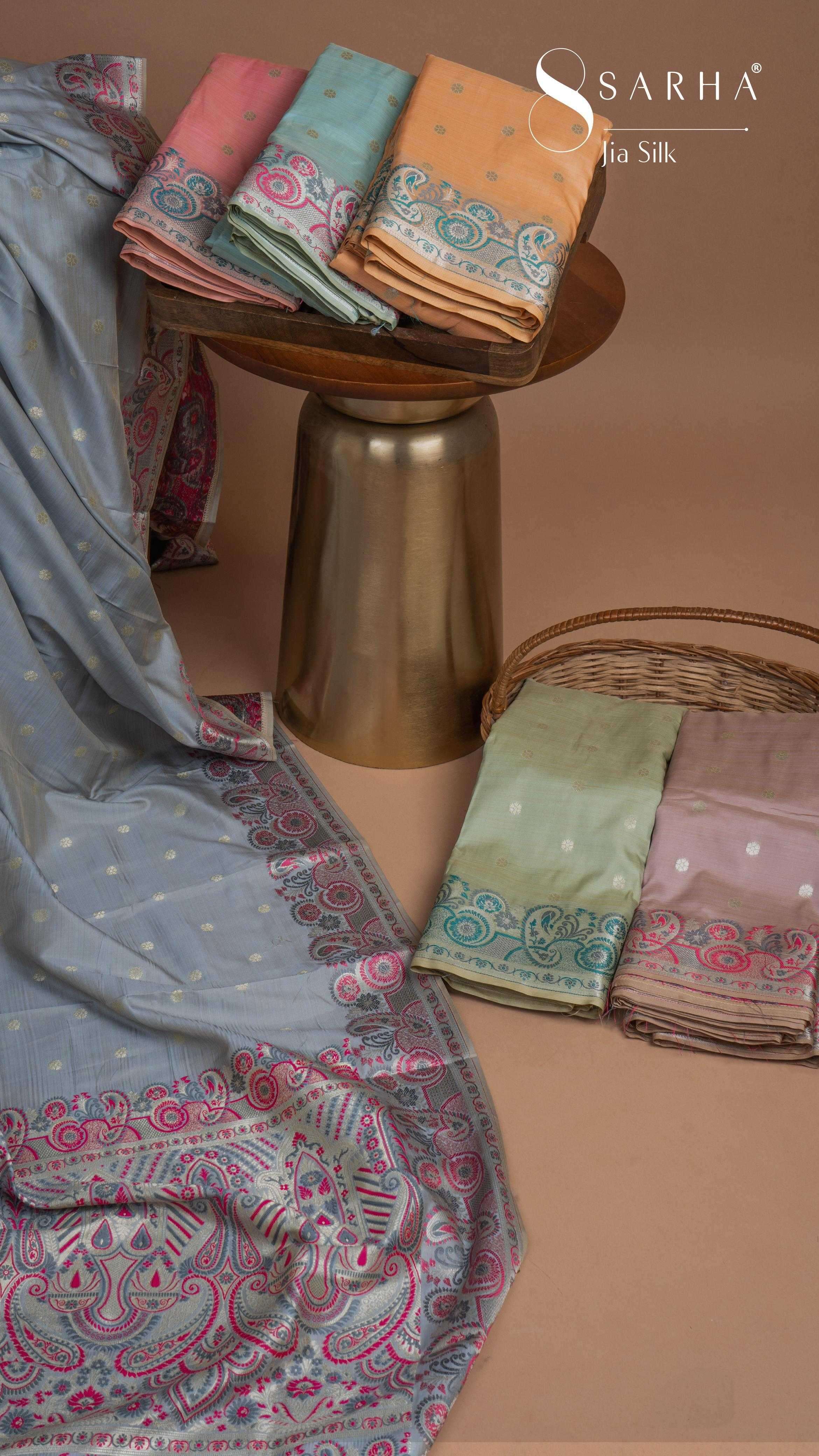 aura saree jia silk printed designer wear sarees supplier