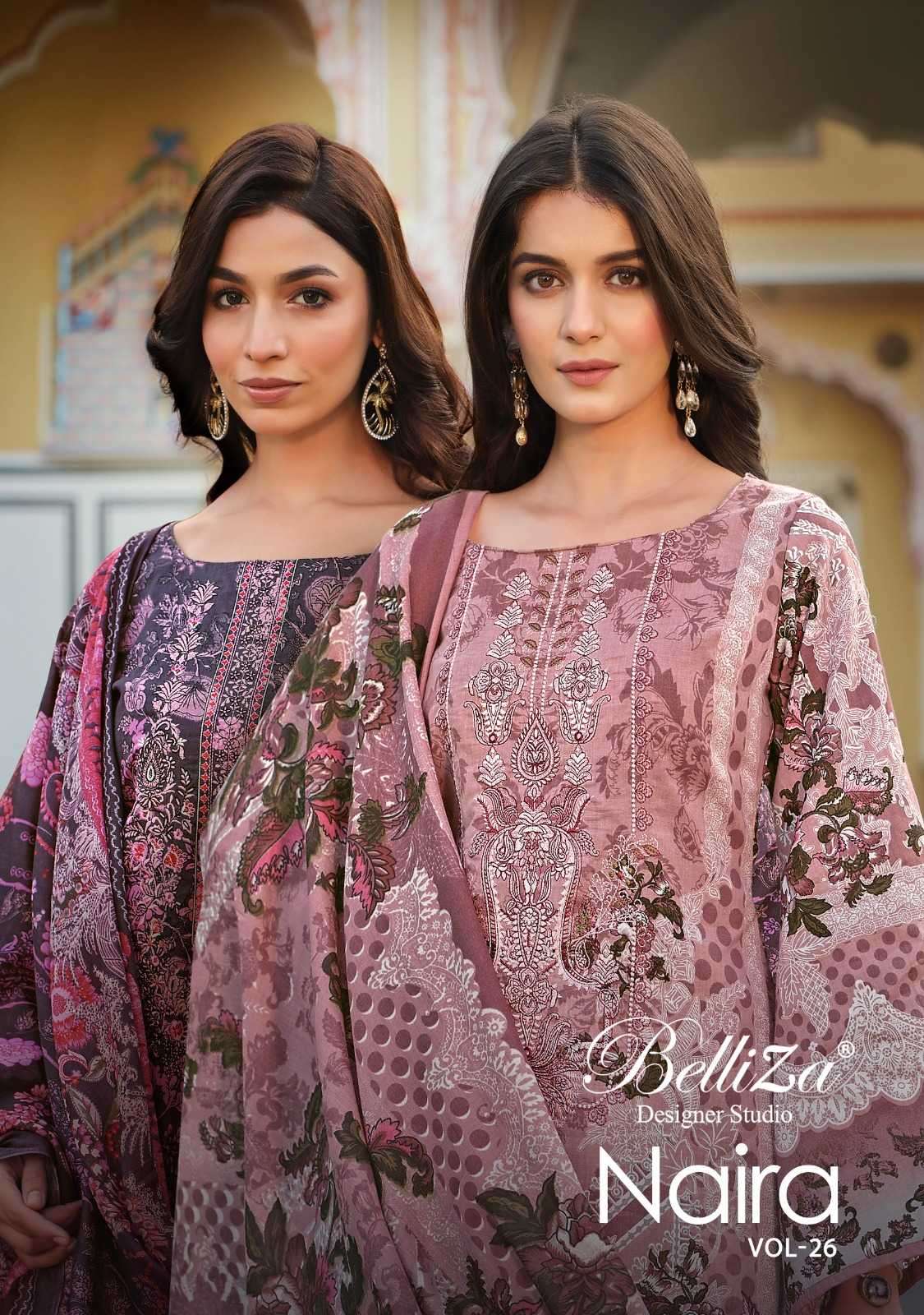 belliza designer naira vol 26 series 864001-864008 pure cotton suit 