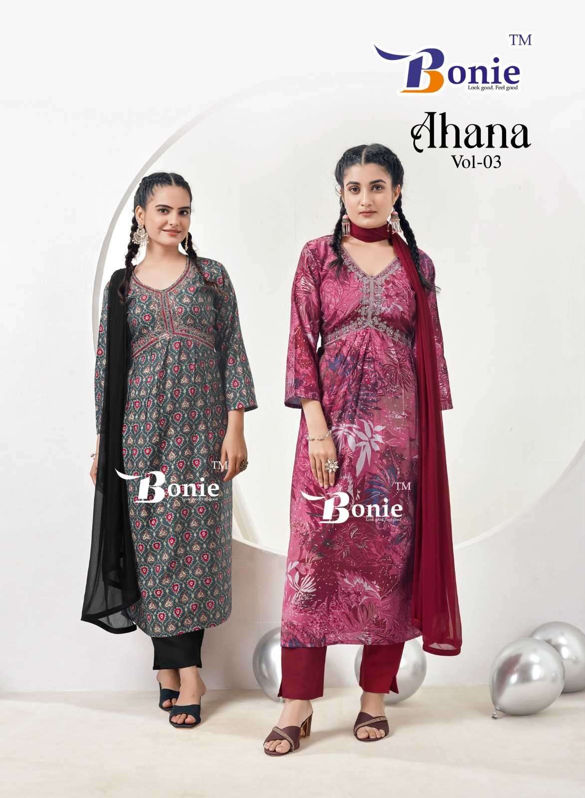 bonie ahana vol 3 series 3001-3006 heavy chanderi suit 