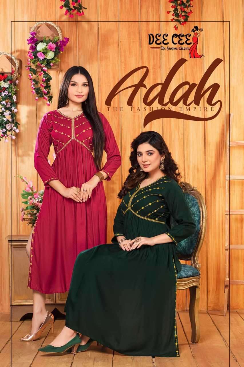 dee cee adah series 101-106 heavy rayon kurti 