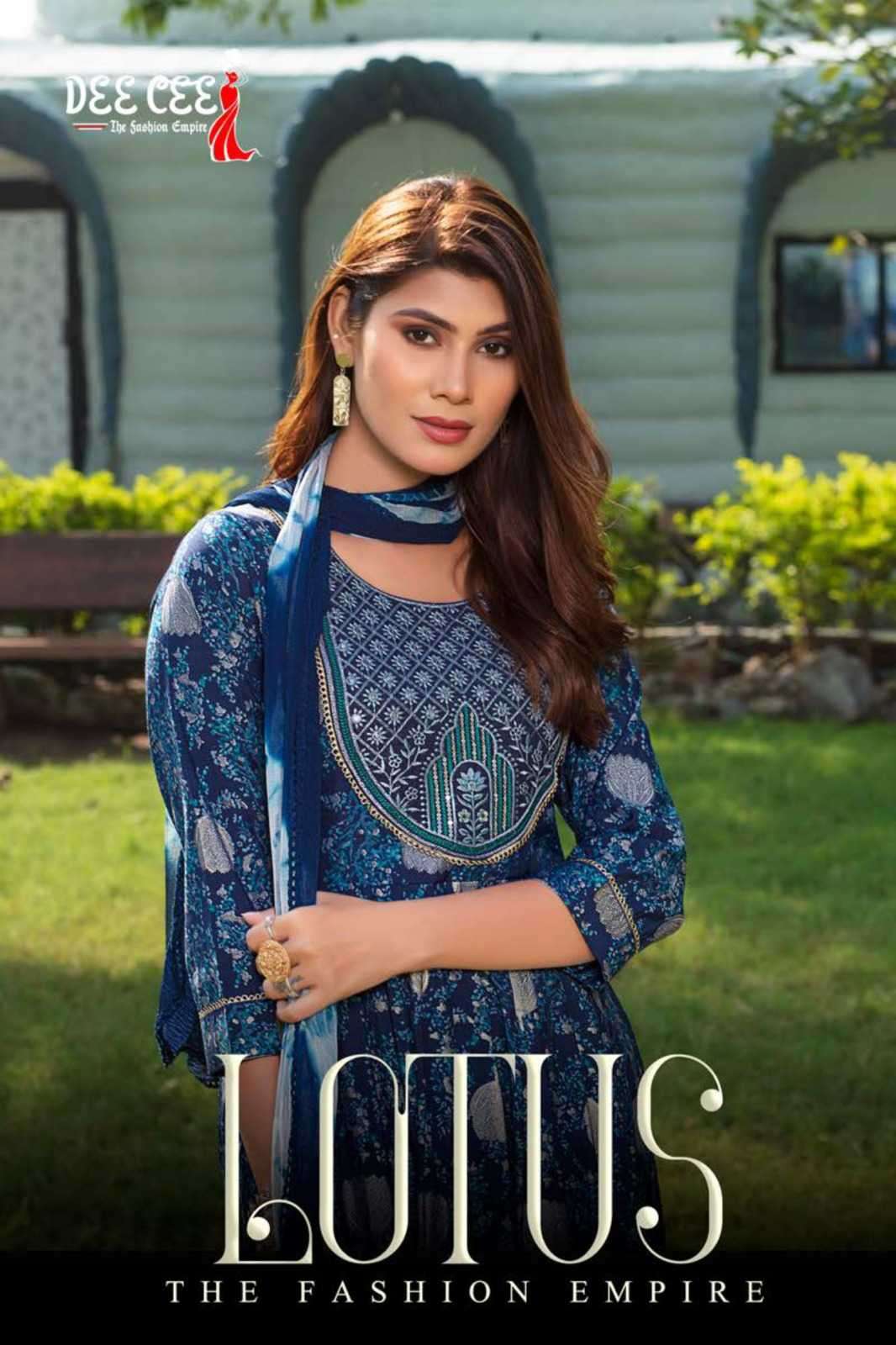 dee cee lotus series 101-106 heavy chanderi print suit