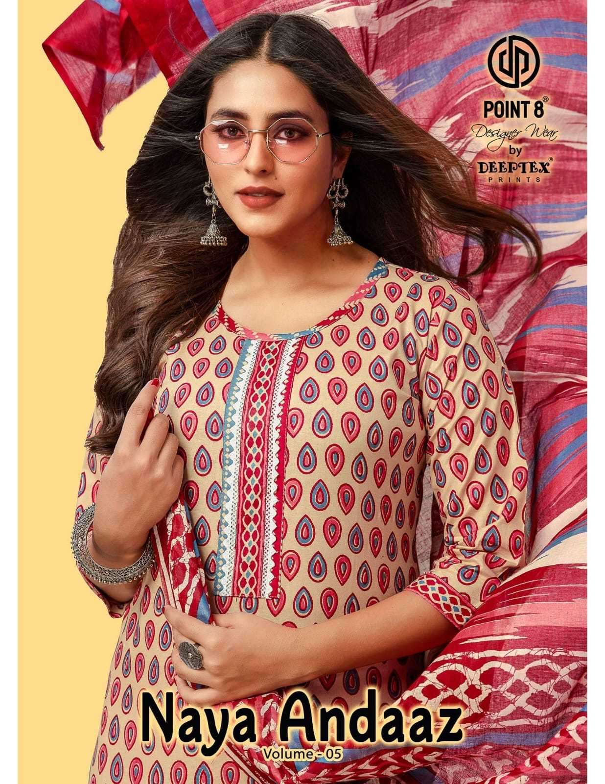 deeptex point 8 naya andaaz vol 5 series 5001-5010 cotton suit 