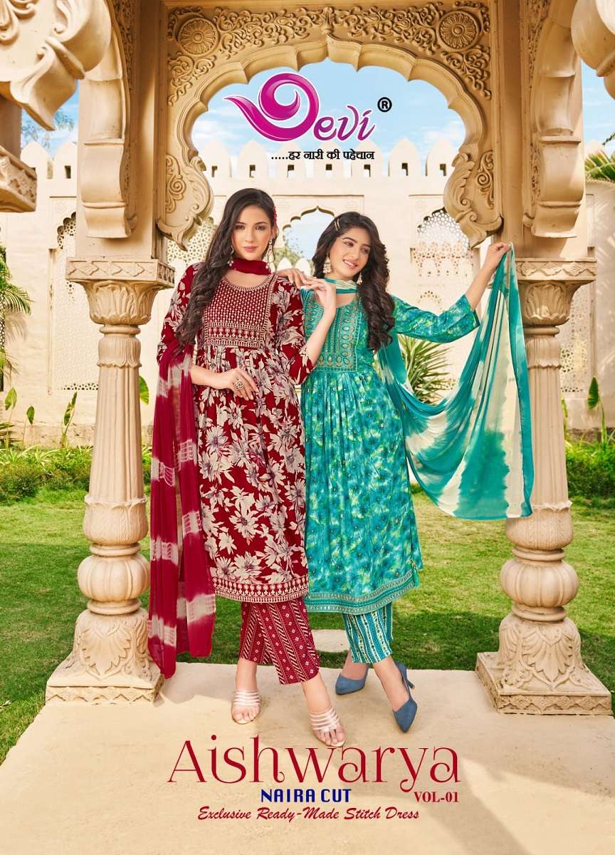 Devi Aishwarya Vol-1 series 1001-1008 Pure Rayon readymade suit 