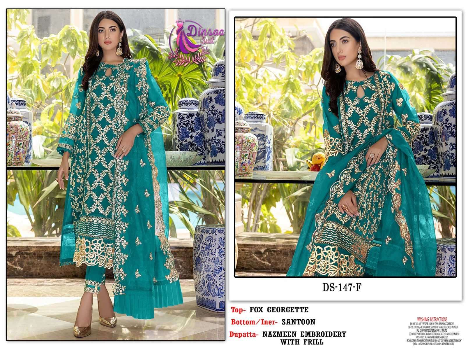 dinsaa 147 f georgette embroidered suit 