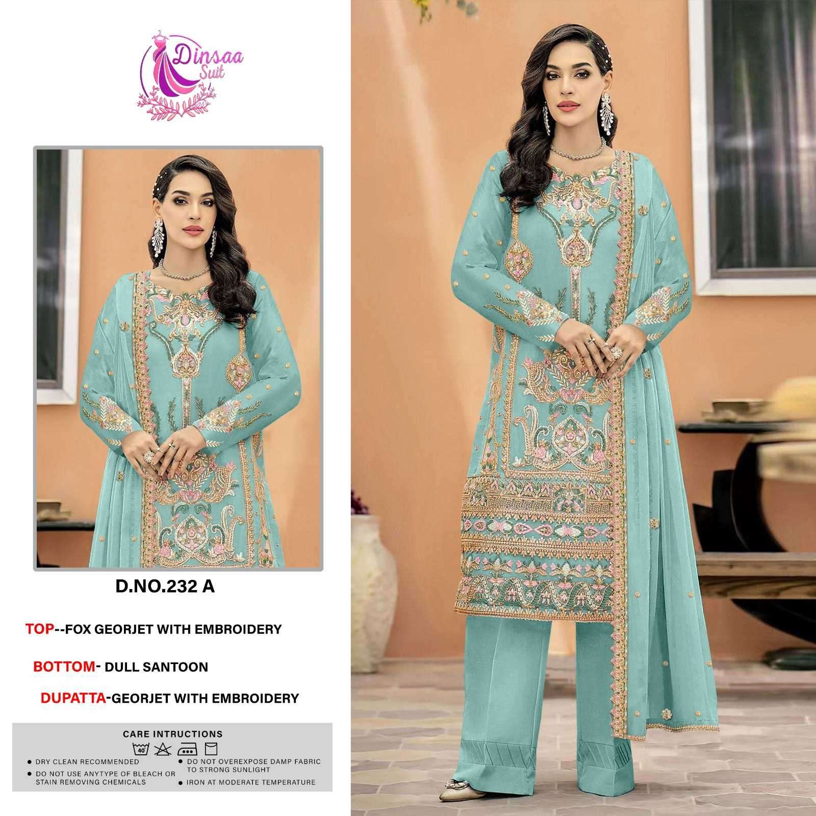 dinsaa 232 heavy georgette embroidered suit 