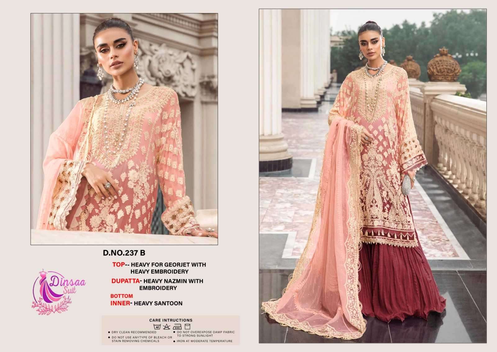 dinsaa 237 b heavy georgette embroidery suit