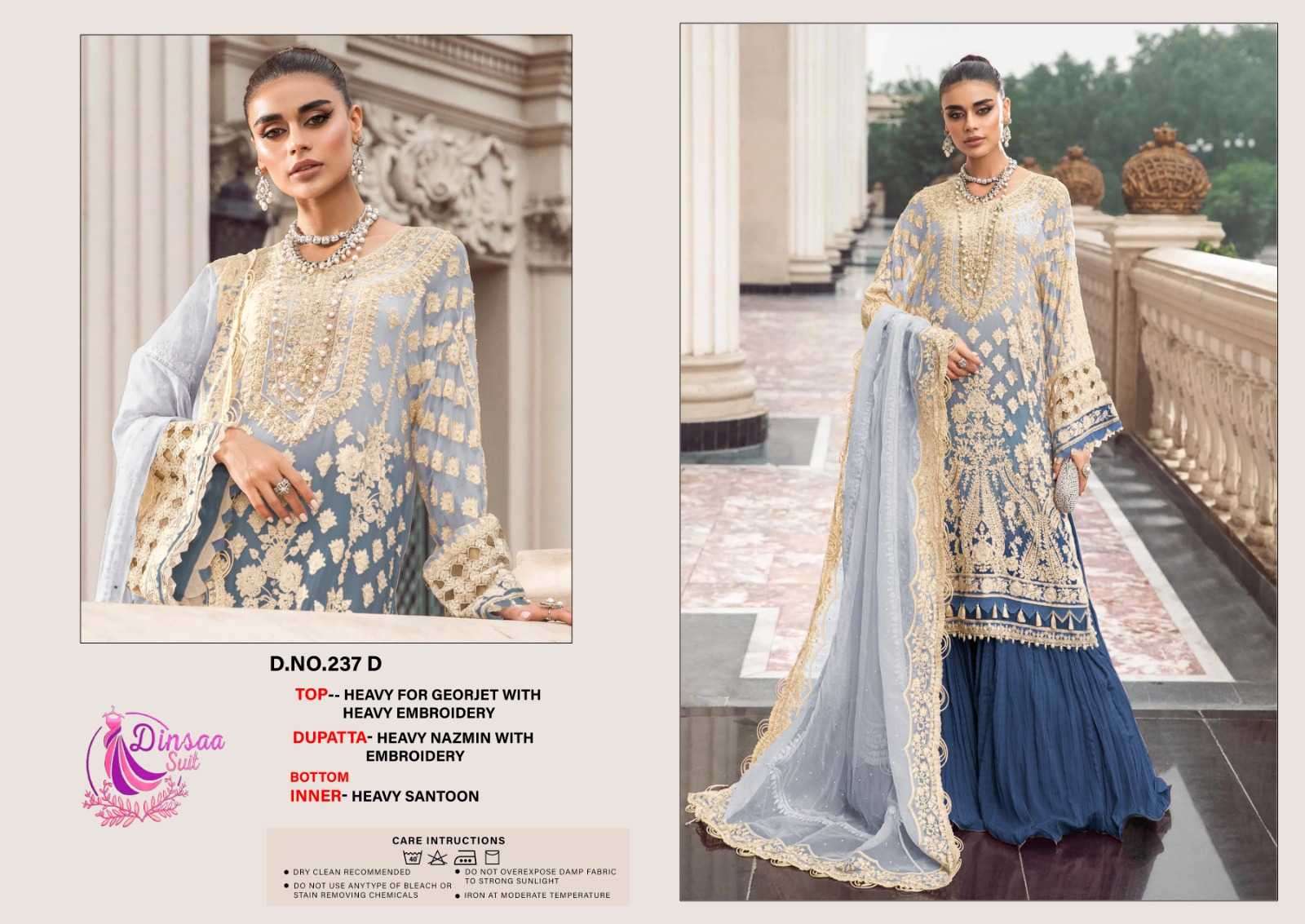 dinsaa 237 d heavy georgette embroidery suit 