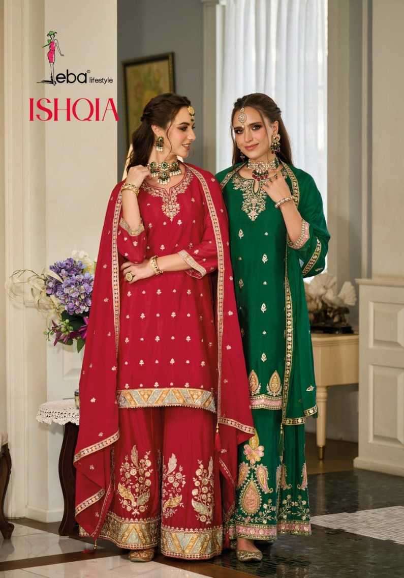 eba lifestyle ishqia series 1665-1667 Heavy chinon with embroidery work suit